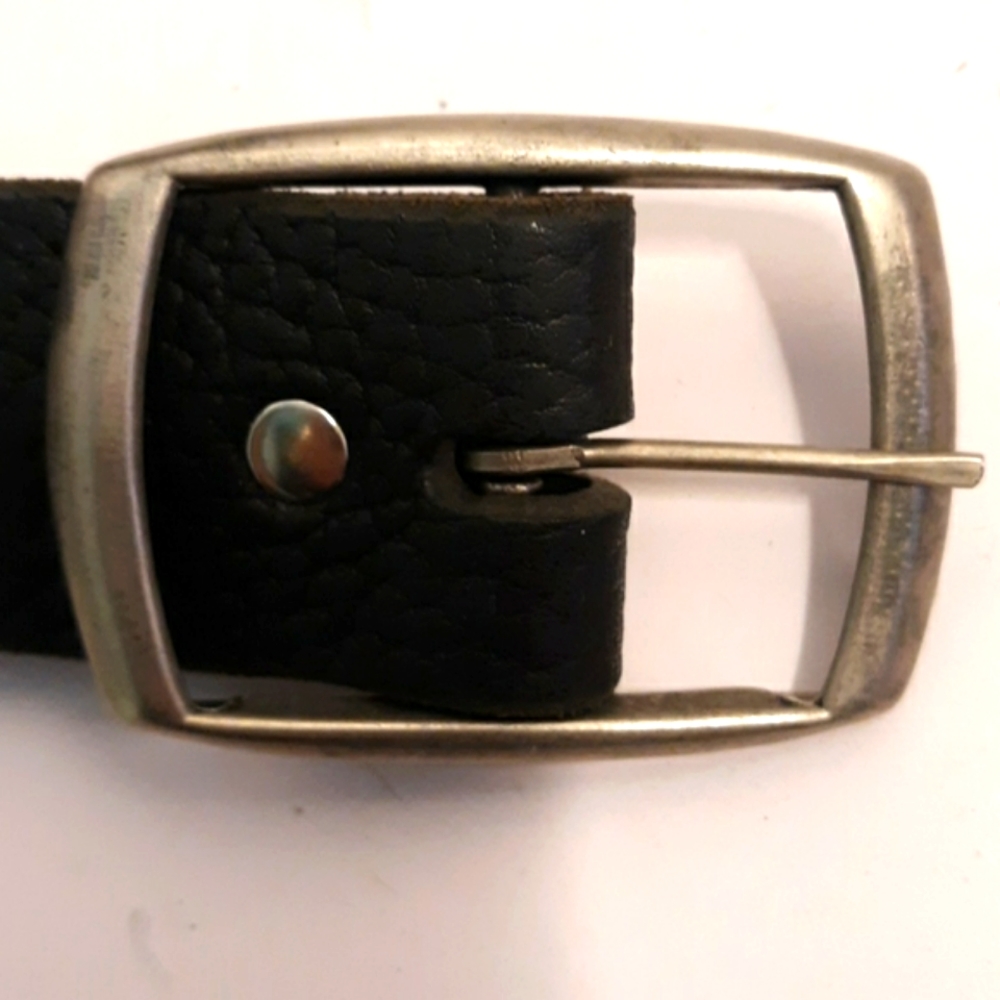 VINTAGE 80’s BLACK LEATHER & CRYSTAL BELT - Picture 3 of 8